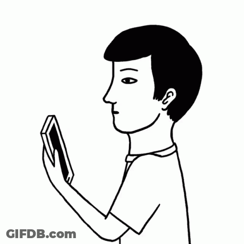 Man Covering Mouth Looking At Phone GIF