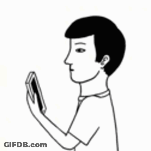 Man Covering Mouth Looking At Phone GIF