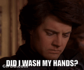 Man Covering Mouth Saying Did I Wash My Hands GIF