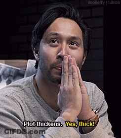 Man Covering Mouth Says Plot Thickens Yes Thick GIF