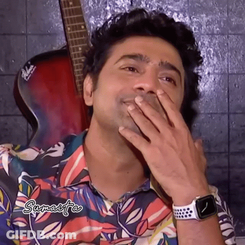 Man Covering Mouth With Hand Wearing Samaria Shirt GIF