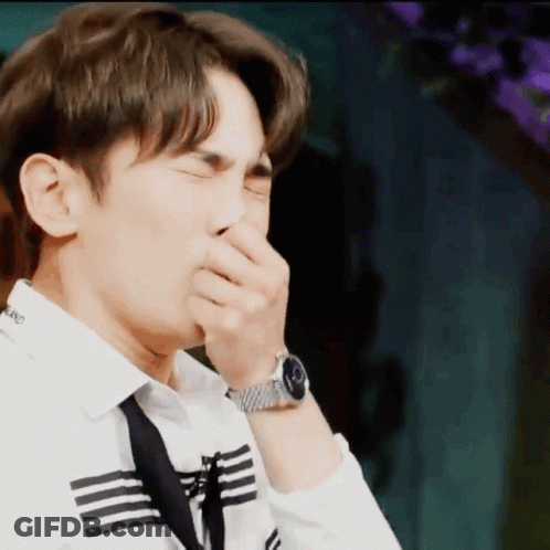 Man Covering Mouth With Hand Wearing Watch GIF
