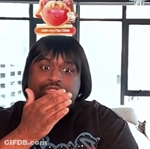 Man Covering Mouth With Join My Fan Club Sign GIF