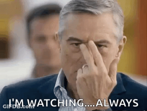 Man Covering Nose Saying I'm Watching Always GIF