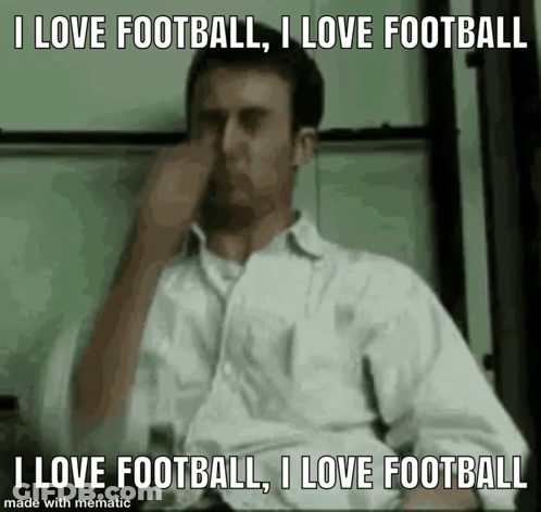 Man Covering Nose Says I Love Football Mematic GIF