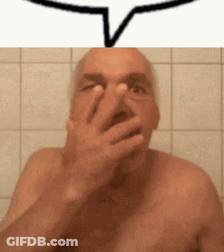 Man Covering Nose With Hand And Speech Bubble GIF
