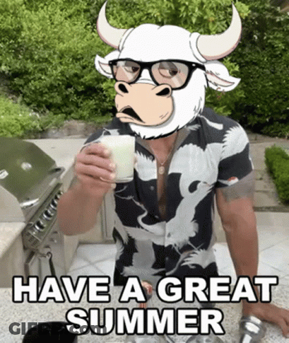 Man Cow Head Drinking Milk Have Great Summer GIF