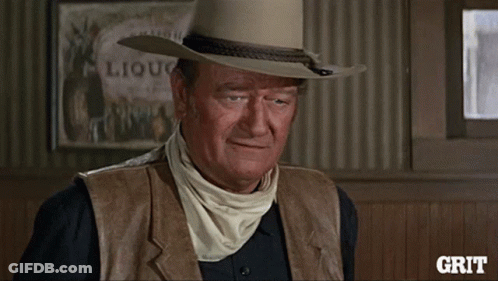 Man Cowboy Hat Leather Vest At Liquor Sign GIF