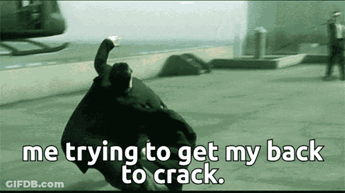 Man Cracking Back With Helicopter Background GIF