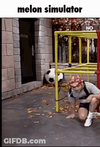 Man Crawling Under Yellow Ladder GIF