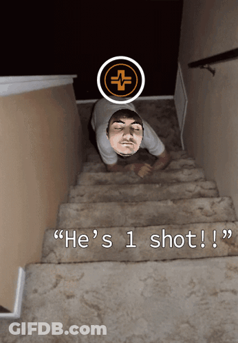 Man Crawling Up Stairs He's 1 Shot GIF