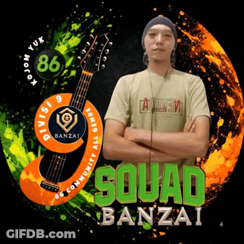 Man Crossed Arms Guitar Squad Banzai GIF