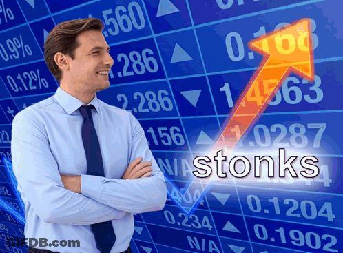 Man Crossed Arms In Front Of Stonks Chart GIF