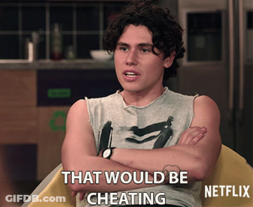 Man Crosses Arms Saying That Would Be Cheating GIF