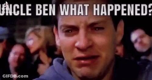 Man Crying In Front Of Crowd Uncle Ben What Happened GIF