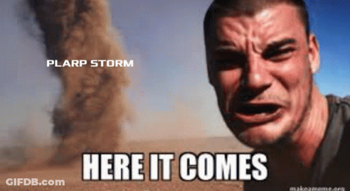 Man Crying In Front Of Tornado Saying Here It Comes GIF
