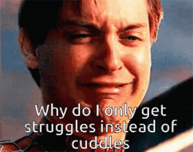 Man Crying Struggles Instead Of Cuddles GIF