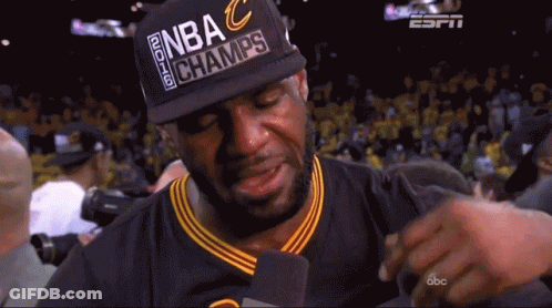 Man Crying Wearing NBA Champs Hat GIF