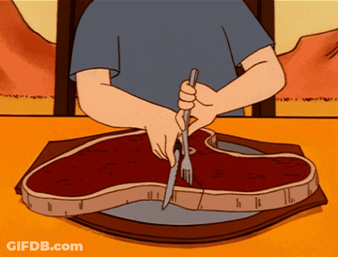 Man Cutting Steak With Knife And Fork GIF