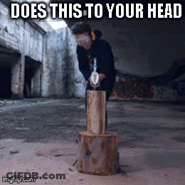 Man Cutting Tree Stump With Axe Does This To Your Head GIF