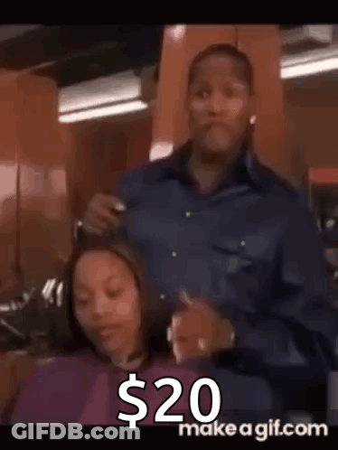 Man Cutting Woman's Hair For $20 GIF