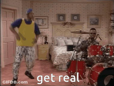 Man Dancing At Drum Set Saying Get Real GIF