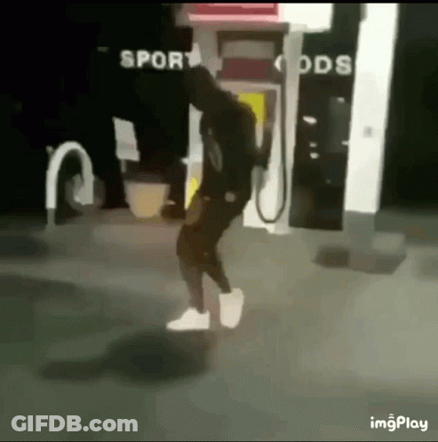 Man Dancing At Gas Pump GIF