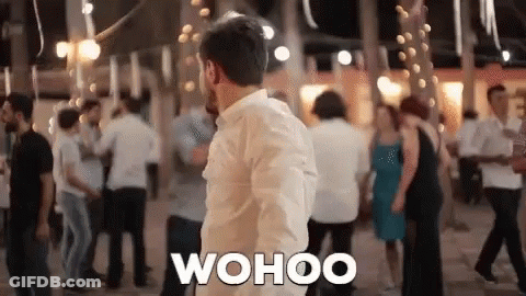 Man Dancing At Party Saying Wahoo GIF
