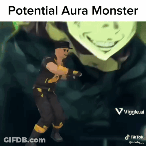 Man Dancing Before Monster With Potential Aura Monster GIF