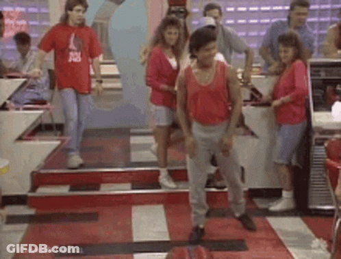 Man Dancing In Diner With Group GIF