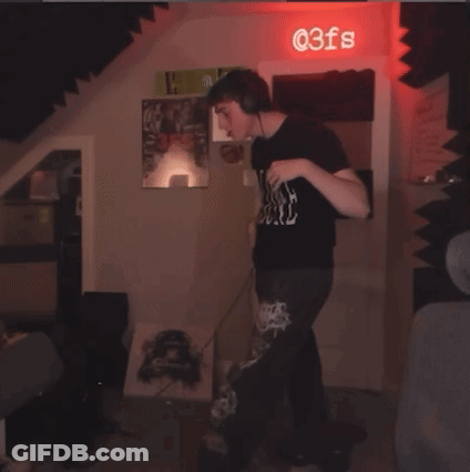 Man Dancing In Front Of @ 3Fs Sign GIF