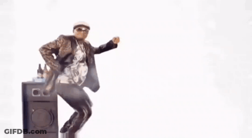 Man Dancing In Front Of Speaker With Bottles GIF
