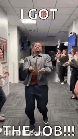 Man Dancing In Hallway Before Crowd GIF