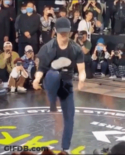 Man Dancing In Hat Before Crowd GIF