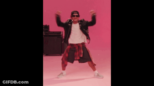 Man Dancing In Leather Jacket And Plaid Shorts GIF