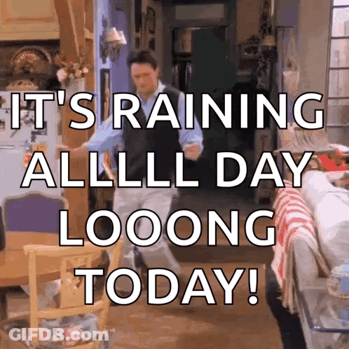 Man Dancing In Living Room Saying It's Raining All Day Long Today GIF