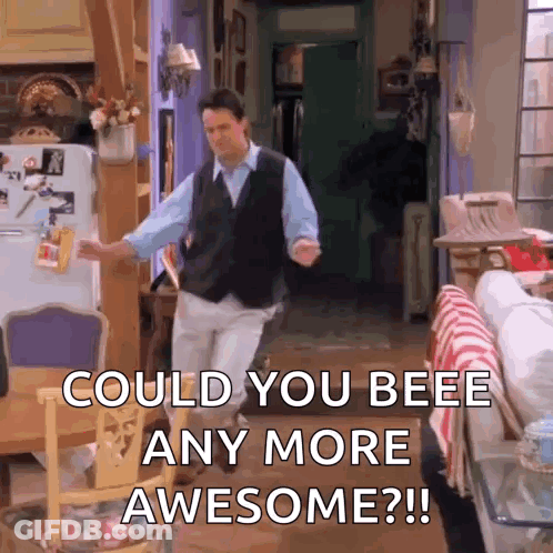 Man Dancing In Living Room With Words Could You Bee Any More Awesome GIF