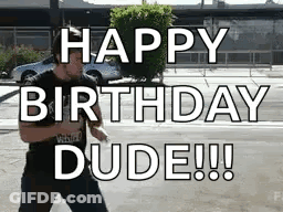 Man Dancing In Parking Lot Saying Happy Birthday Dude GIF