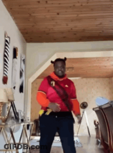 Man Dancing In Red Adidas Shirt GIF
