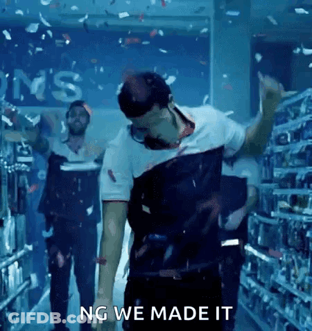 Man Dancing In Store With Made It GIF
