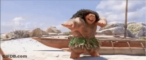 Man Dancing On Beach Next To Boat GIF