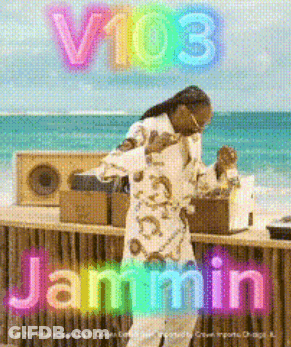 Man Dancing On Beach V103 Jammin Poster GIF