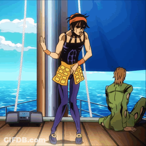 Man Dancing On Boat With Boombox GIF