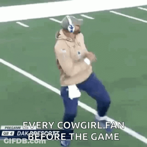 Man Dancing On Football Field Every Cowgirl Fan GIF