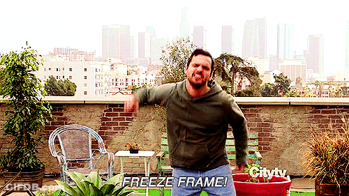 Man Dancing On Rooftop Freeze Frame GIF