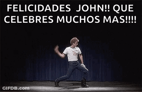Man Dancing On Stage Felicidades John Que Celebres Muchos Mas GIF