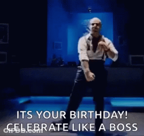 Man Dancing On Stage Saying It's Your Birthday Celebrate Like A Boss GIF