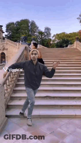 Man Dancing On Stairs With Viggle.ai GIF
