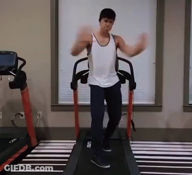 Man Dancing On Treadmill In Gym GIF