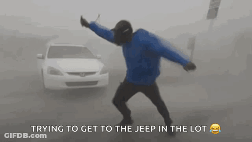 Man Dancing Trying To Get To Jeep GIF